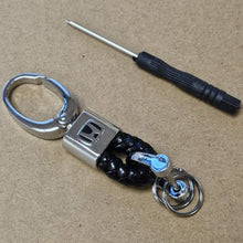 Load image into Gallery viewer, Brand New Honda Small Black BV STYLE CALF Braided Leather Strap Keychain Keyring