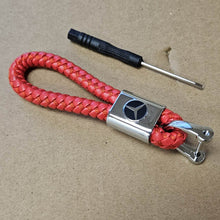 Load image into Gallery viewer, Brand New Mercedes Benz Red BV STYLE CALF Braided Leather Strap Keychain Keyring