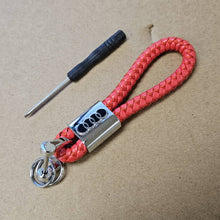 Load image into Gallery viewer, Brand New Audi Red BV STYLE CALF Braided Leather Strap Keychain Keyring