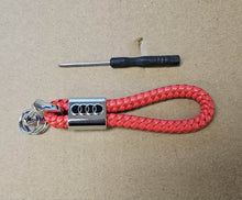 Load image into Gallery viewer, Brand New Audi Red BV STYLE CALF Braided Leather Strap Keychain Keyring