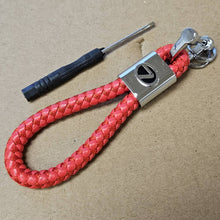 Load image into Gallery viewer, Brand New Lexus Red BV STYLE CALF Braided Leather Strap Keychain Keyring