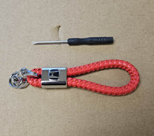 Load image into Gallery viewer, Brand New Honda Red BV STYLE CALF Braided Leather Strap Keychain Keyring