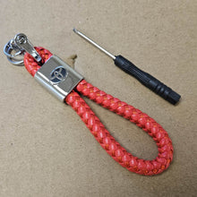 Load image into Gallery viewer, Brand New Toyota Red BV STYLE CALF Braided Leather Strap Keychain Keyring