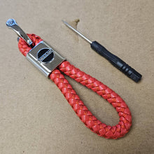 Load image into Gallery viewer, Brand New Nissan Red BV STYLE CALF Braided Leather Strap Keychain Keyring