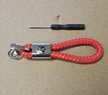 Load image into Gallery viewer, Brand New Volkswagen Red BV STYLE CALF Braided Leather Strap Keychain Keyring