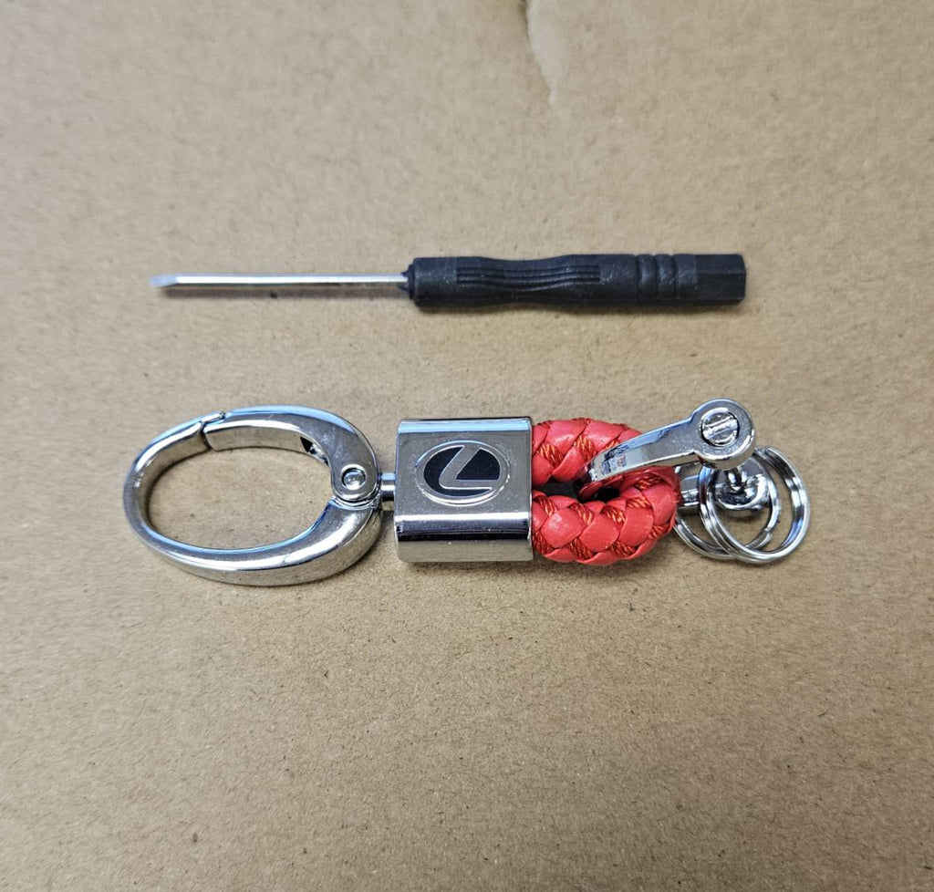 Brand New Lexus Small Red BV STYLE CALF Braided Leather Strap Keychain Keyring