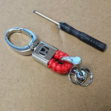 Load image into Gallery viewer, Brand New Honda Small Red BV STYLE CALF Braided Leather Strap Keychain Keyring