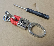 Load image into Gallery viewer, Brand New Toyota Small Red BV STYLE CALF Braided Leather Strap Keychain Keyring