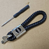 Brand New Nissan Black BV STYLE CALF Braided Leather Strap Keychain Keyring