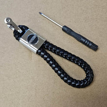 Load image into Gallery viewer, Brand New Nissan Black BV STYLE CALF Braided Leather Strap Keychain Keyring