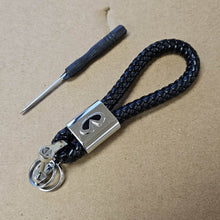 Load image into Gallery viewer, Brand New Infiniti Black BV STYLE CALF Braided Leather Strap Keychain Keyring