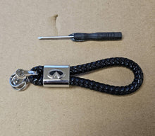 Load image into Gallery viewer, Brand New Infiniti Black BV STYLE CALF Braided Leather Strap Keychain Keyring