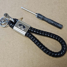 Load image into Gallery viewer, Brand New Infiniti Black BV STYLE CALF Braided Leather Strap Keychain Keyring