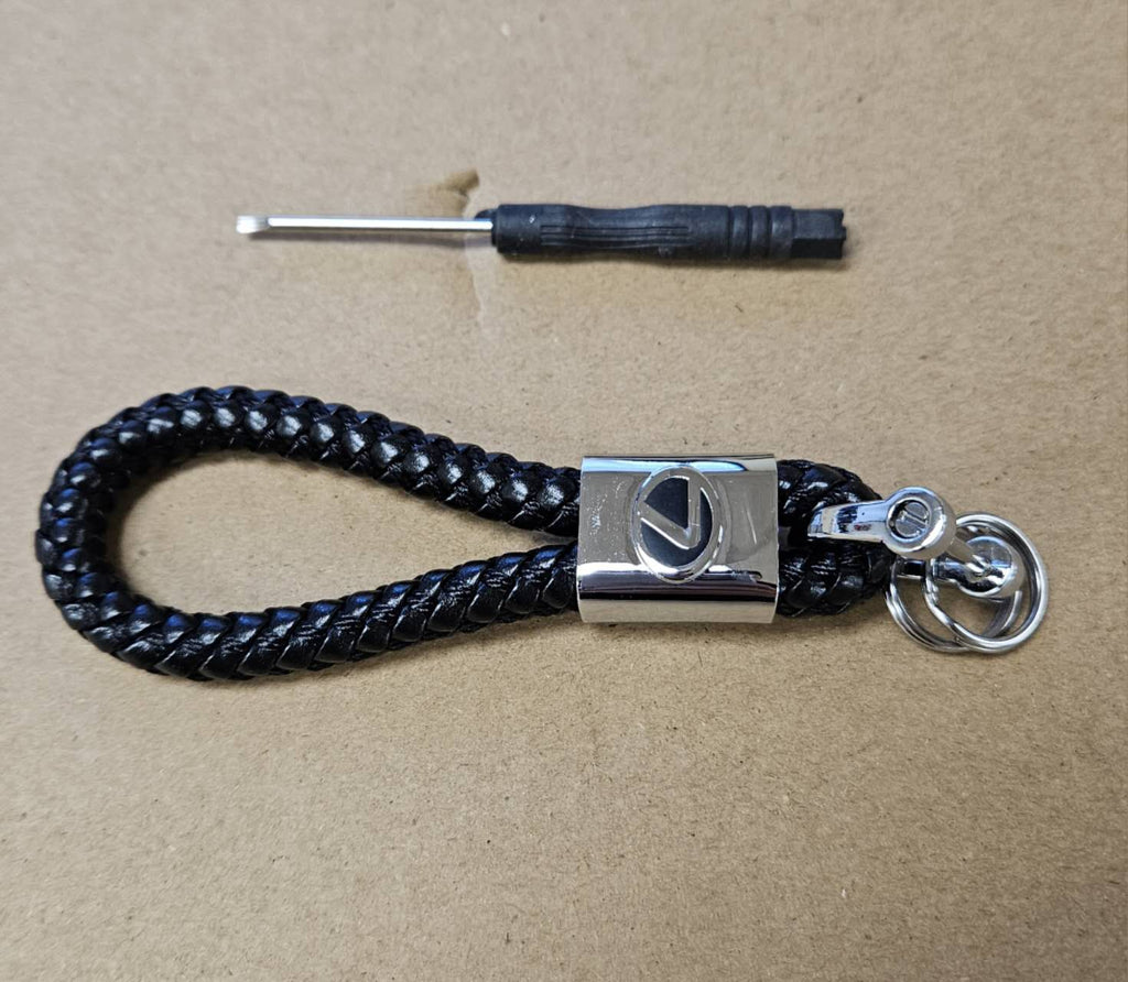 Brand New Lexus Black BV STYLE CALF Braided Leather Strap Keychain Keyring