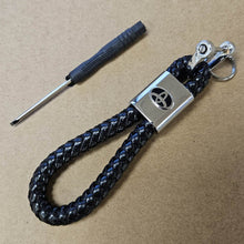 Load image into Gallery viewer, Brand New Toyota Black BV STYLE CALF Braided Leather Strap Keychain Keyring