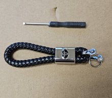 Load image into Gallery viewer, Brand New Toyota Black BV STYLE CALF Braided Leather Strap Keychain Keyring