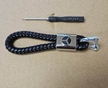 Load image into Gallery viewer, Brand New Mercedes Benz Black BV STYLE CALF Braided Leather Strap Keychain Keyring