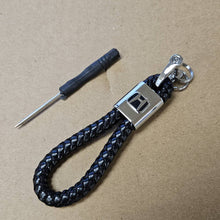 Load image into Gallery viewer, Brand New Honda Black BV STYLE CALF Braided Leather Strap Keychain Keyring