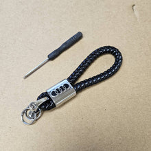 Load image into Gallery viewer, Brand New Audi Black BV STYLE CALF Braided Leather Strap Keychain Keyring