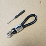 Brand New Audi Black BV STYLE CALF Braided Leather Strap Keychain Keyring