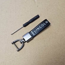 Load image into Gallery viewer, Brand New Lincoln Black Leather Strap Keychain Keyring