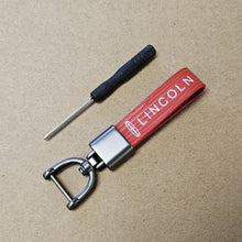 Load image into Gallery viewer, Brand New Lincoln Red Leather Strap Keychain Keyring