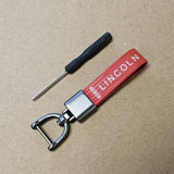 Brand New Lincoln Red Leather Strap Keychain Keyring