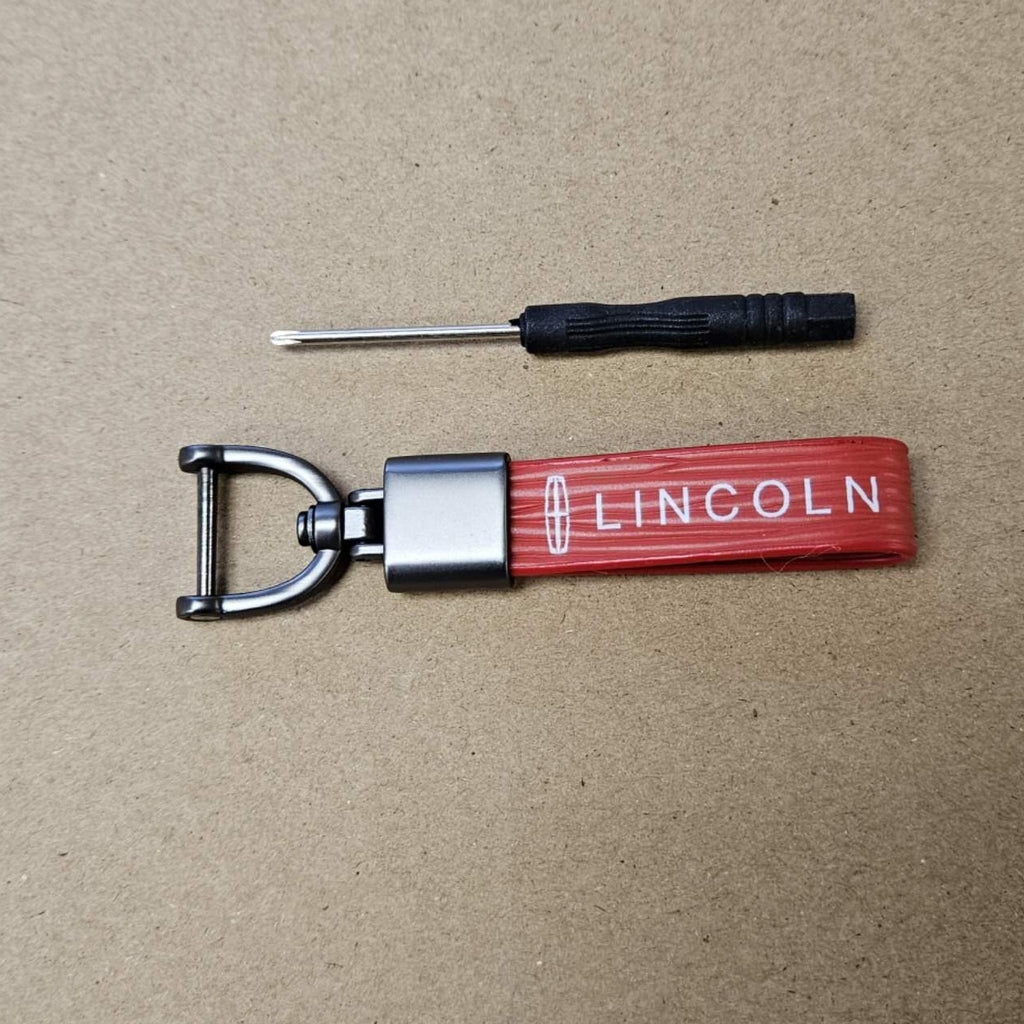 Brand New Lincoln Red Leather Strap Keychain Keyring