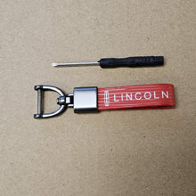 Load image into Gallery viewer, Brand New Lincoln Red Leather Strap Keychain Keyring