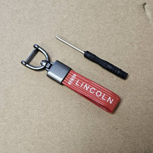 Load image into Gallery viewer, Brand New Lincoln Red Leather Strap Keychain Keyring