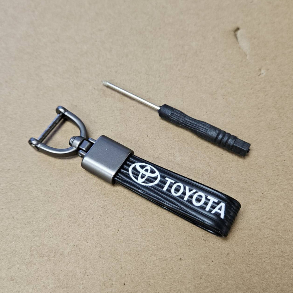 Brand New Toyota Black Leather Strap Keychain Keyring