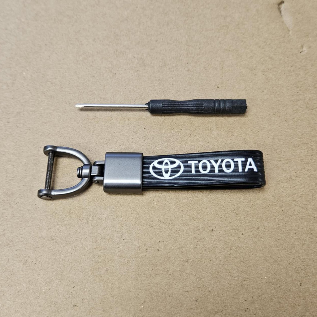 Brand New Toyota Black Leather Strap Keychain Keyring