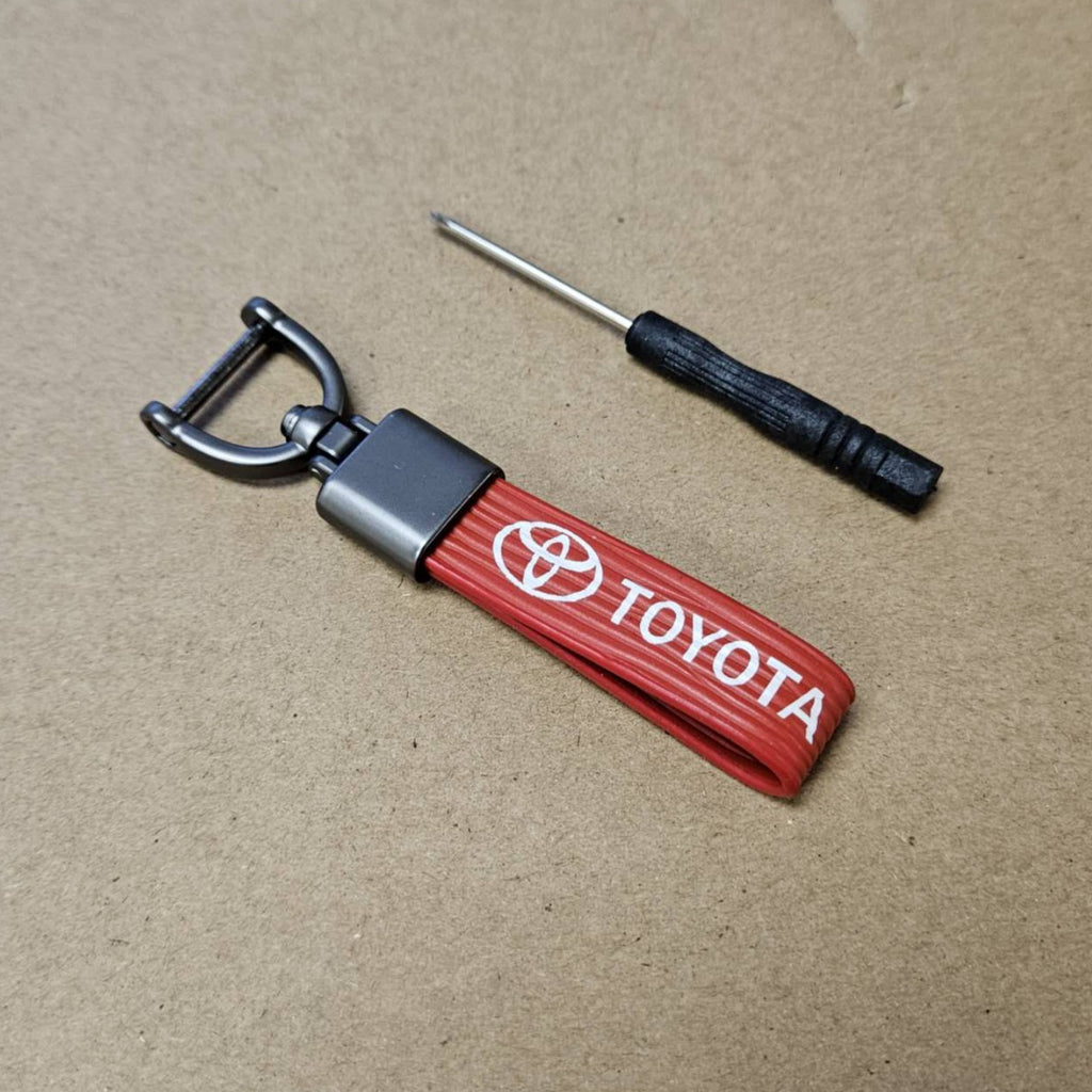 Brand New Toyota Red Leather Strap Keychain Keyring