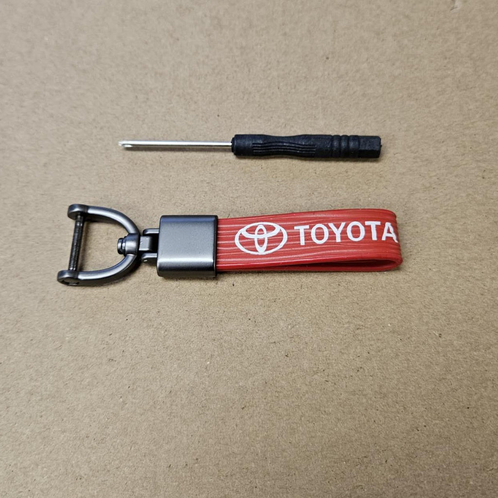 Brand New Toyota Red Leather Strap Keychain Keyring