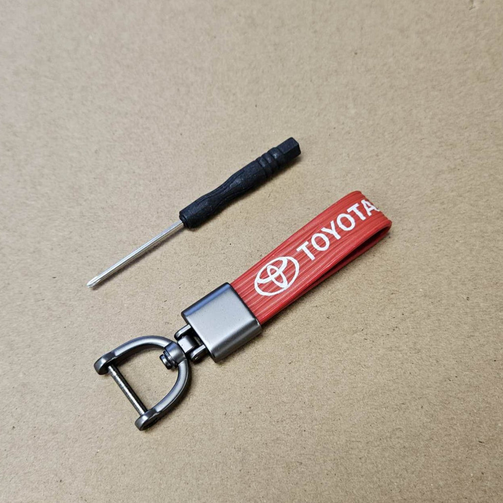 Brand New Toyota Red Leather Strap Keychain Keyring