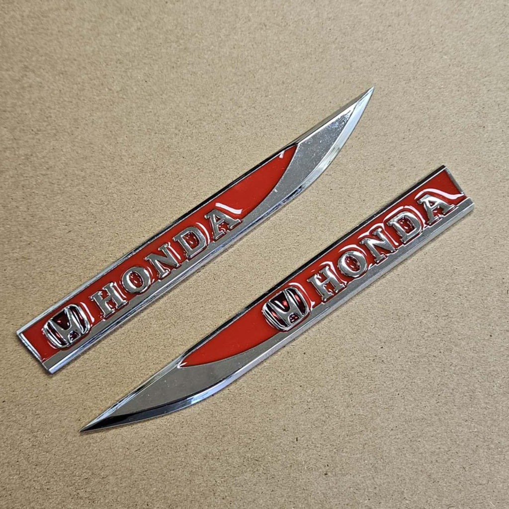 Brand New 2PCS Honda Red Metal Emblem Car Trunk Side Wing Fender Decal Badge Sticker