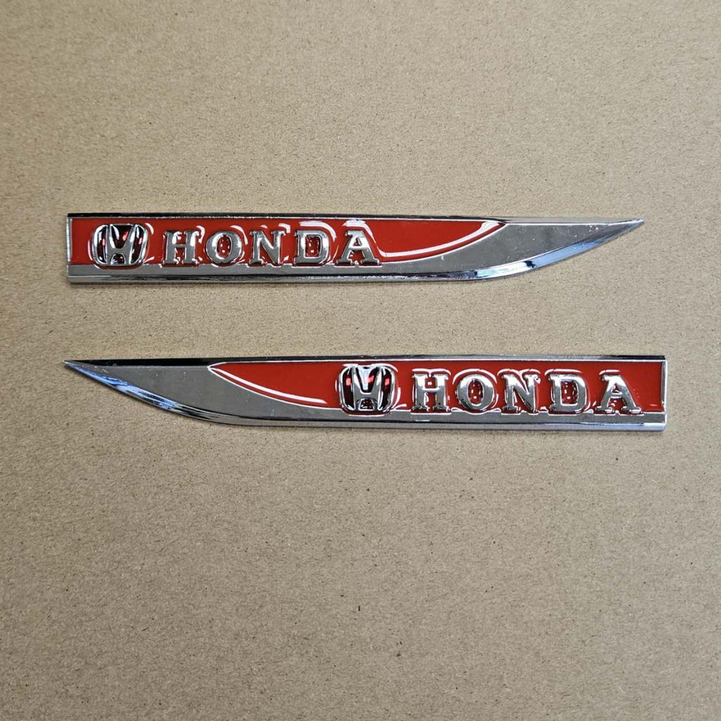 Brand New 2PCS Honda Red Metal Emblem Car Trunk Side Wing Fender Decal Badge Sticker