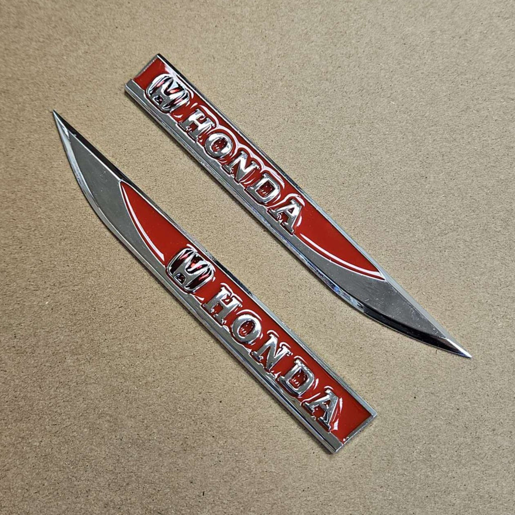 Brand New 2PCS Honda Red Metal Emblem Car Trunk Side Wing Fender Decal Badge Sticker