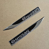 Brand New 2PCS NISSAN Black Metal Emblem Car Trunk Side Wing Fender Decal Badge Sticker