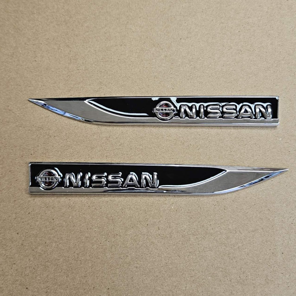 Brand New 2PCS NISSAN Black Metal Emblem Car Trunk Side Wing Fender Decal Badge Sticker