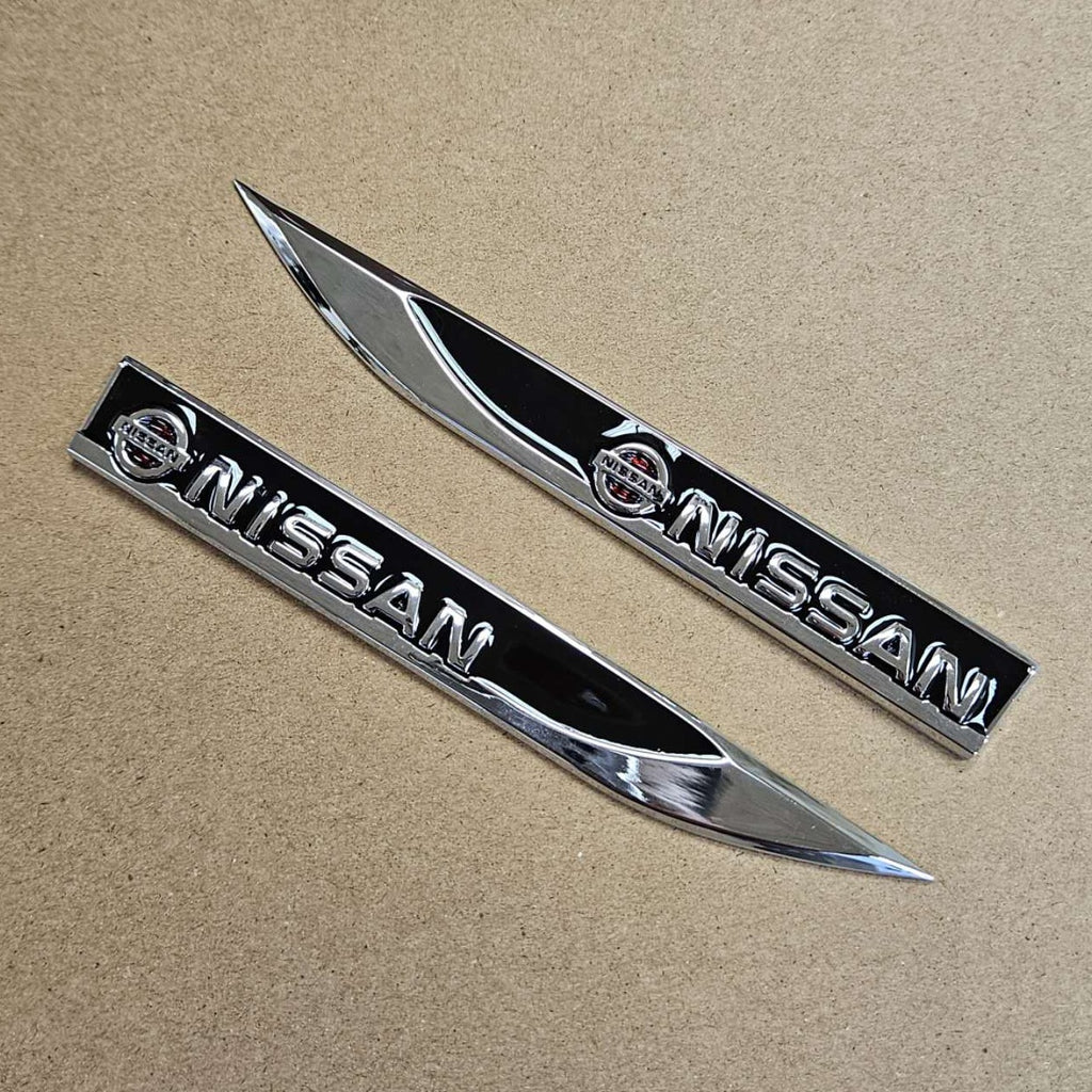 Brand New 2PCS NISSAN Black Metal Emblem Car Trunk Side Wing Fender Decal Badge Sticker