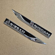 Load image into Gallery viewer, Brand New 2PCS NISSAN Black Metal Emblem Car Trunk Side Wing Fender Decal Badge Sticker