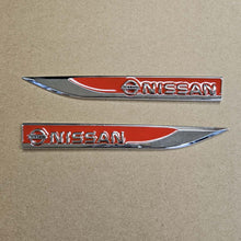 Load image into Gallery viewer, Brand New 2PCS NISSAN Red Metal Emblem Car Trunk Side Wing Fender Decal Badge Sticker