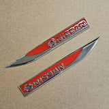 Brand New 2PCS NISSAN Red Metal Emblem Car Trunk Side Wing Fender Decal Badge Sticker