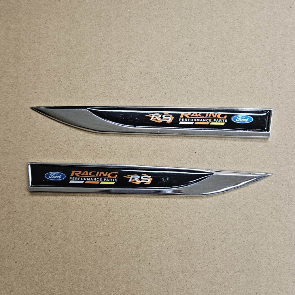 Brand New 2PCS FORD RACING Black Metal Emblem Car Trunk Side Wing Fender Decal Badge Sticker