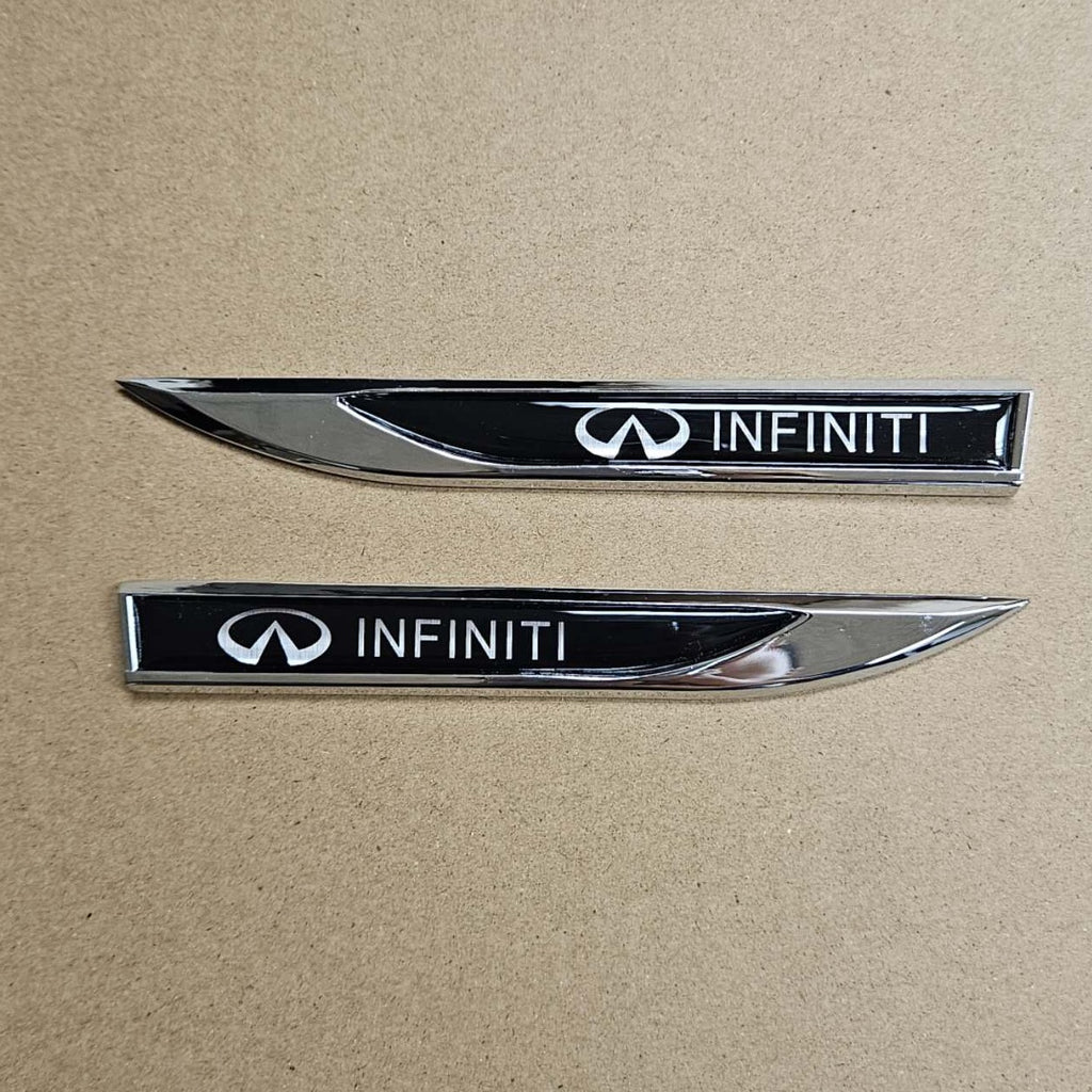 Brand New 2PCS INFINITI Black Metal Emblem Car Trunk Side Wing Fender Decal Badge Sticker