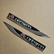 Load image into Gallery viewer, Brand New 2PCS INFINITI Black Metal Emblem Car Trunk Side Wing Fender Decal Badge Sticker