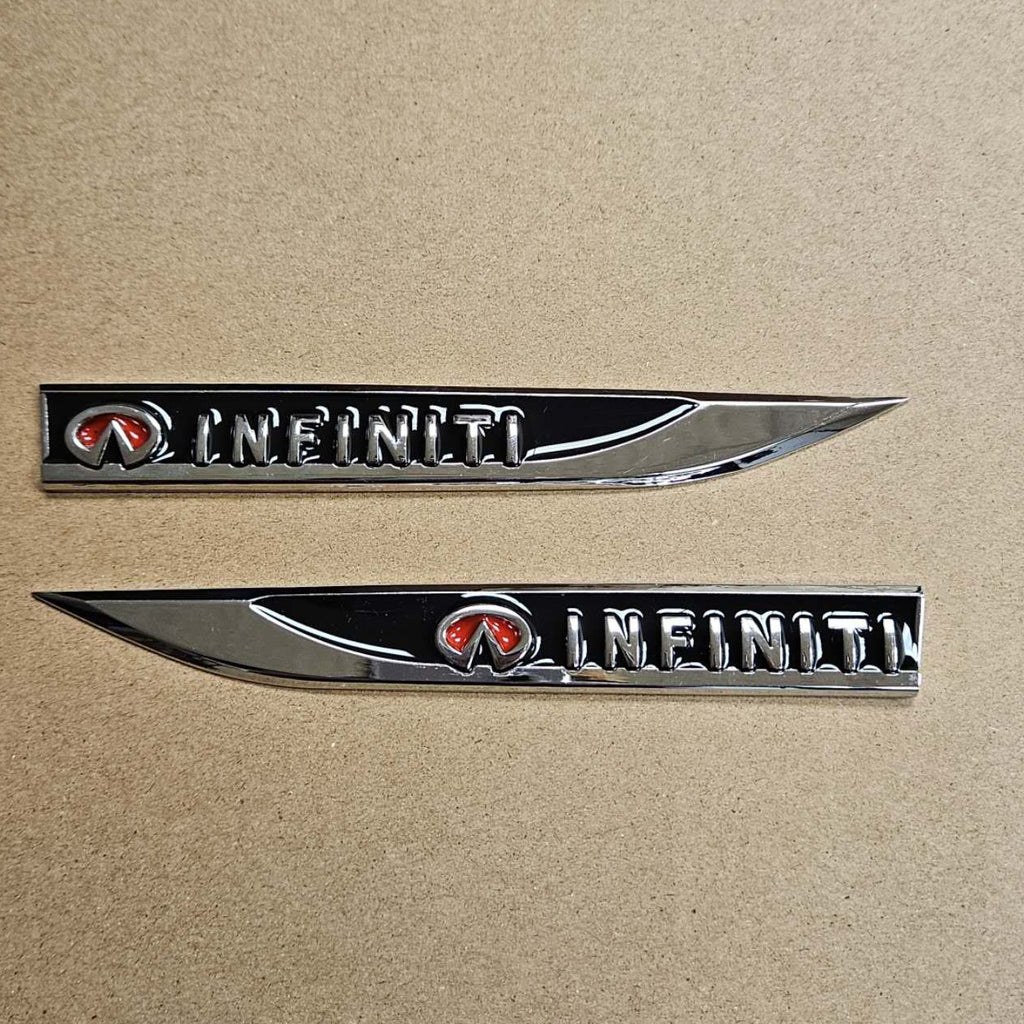 Brand New 2PCS INFINITI Black Metal Emblem Car Trunk Side Wing Fender Decal Badge Sticker