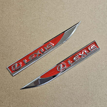 Load image into Gallery viewer, Brand New 2PCS LEXUS RED Metal Emblem Car Trunk Side Wing Fender Decal Badge Sticker