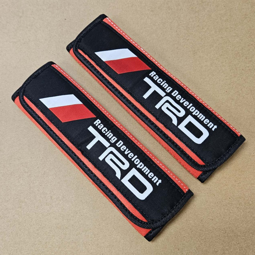 BRAND NEW UNIVERSAL 2PCS TOYOTA TRD Red / Black  Car Seat Belt Cover Pads Shoulder Pad Cushion